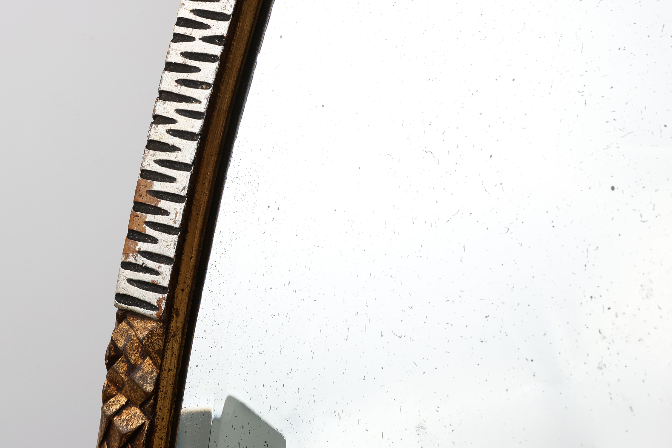 Large French Art Deco gilded and silvered Oval Mirror, ca. 1910thumbnail